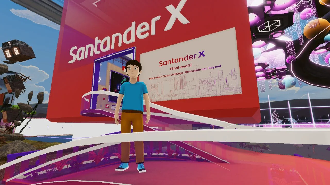 Espacio virtual creado por Banco Santander en el Metaverso Decentraland