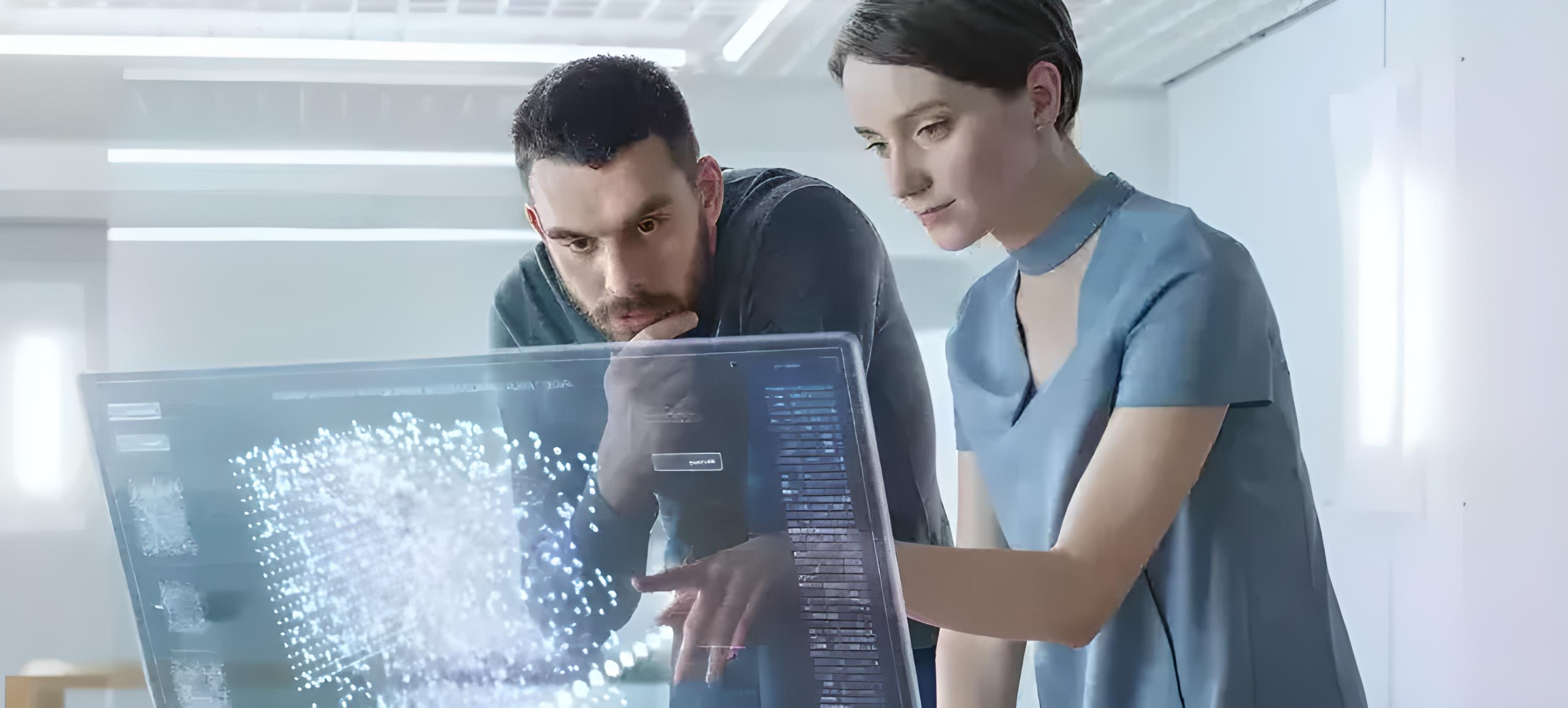 Dos personas mirando herramientas de Inteligencia Artificial para empresas