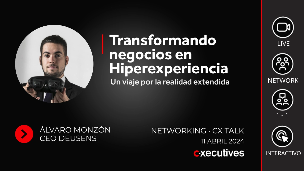Cartel informativo sobre la CX Networking Talk de Álvaro Monzón sobre Realidad Extendida