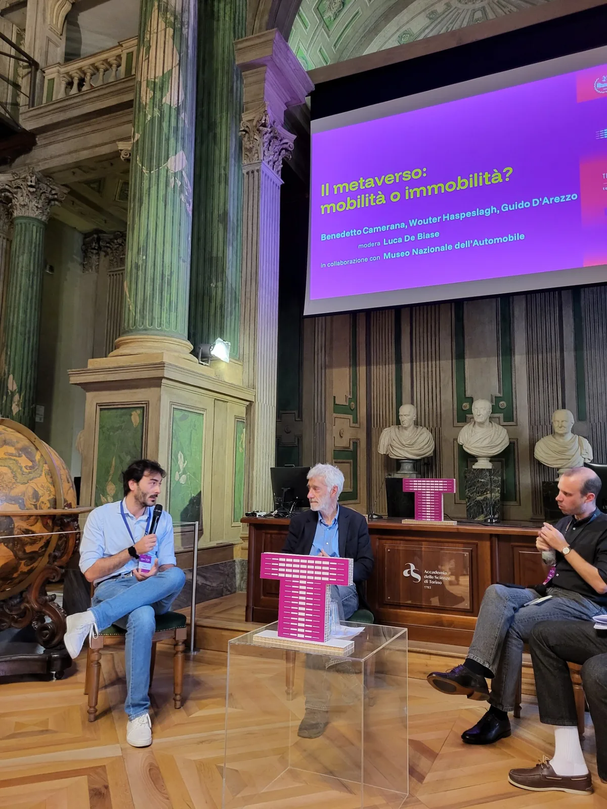 Slide ufficiale del panel 'Il metaverso: mobilità o immobilità?' alla Biennale Tecnologia 2026