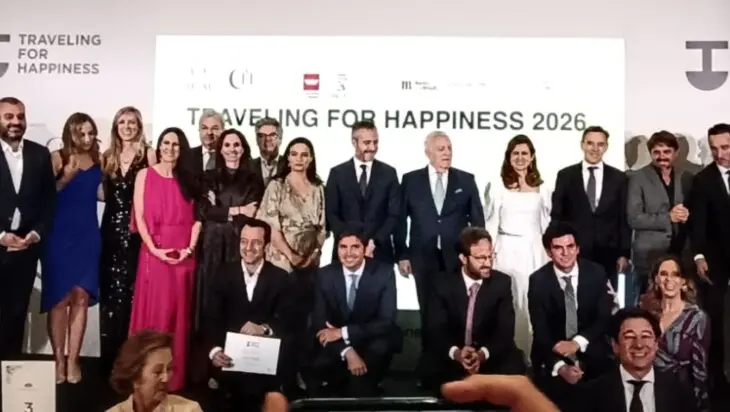 Group photo of all award winners at the Traveling for Happiness 2026 gala