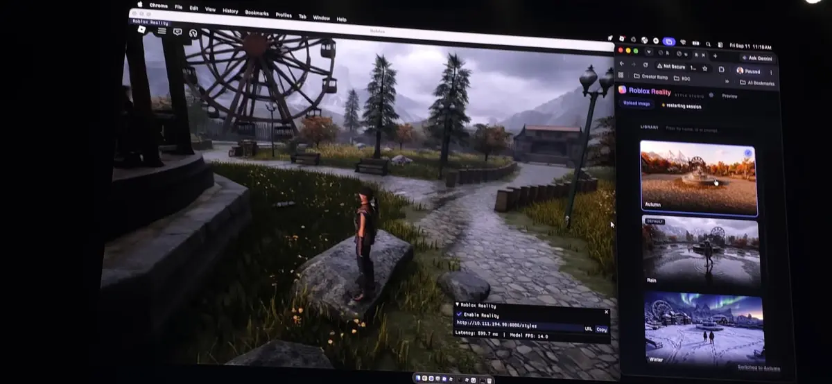 Live switch to the Autumn style of Roblox Reality with the session restarting, Roblox Developers Conference 2026