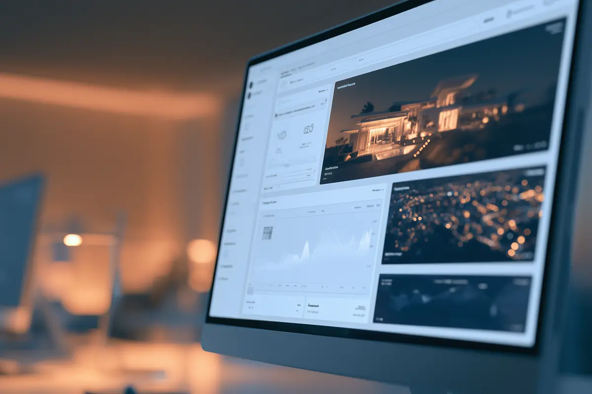Real estate agent reviewing automated valuations and market predictions on AI dashboard