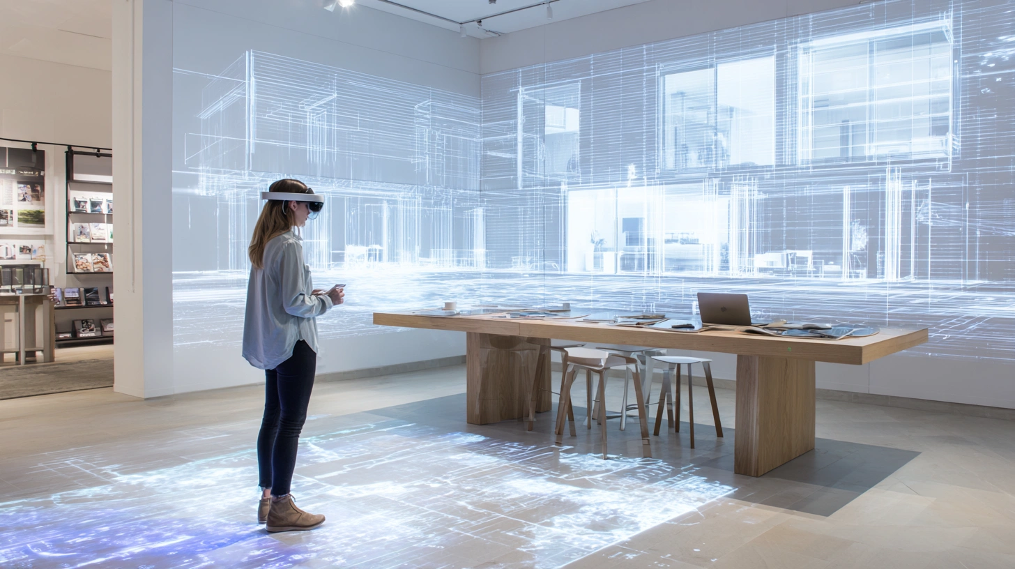 A person wearing mixed reality glasses during a real estate visit.