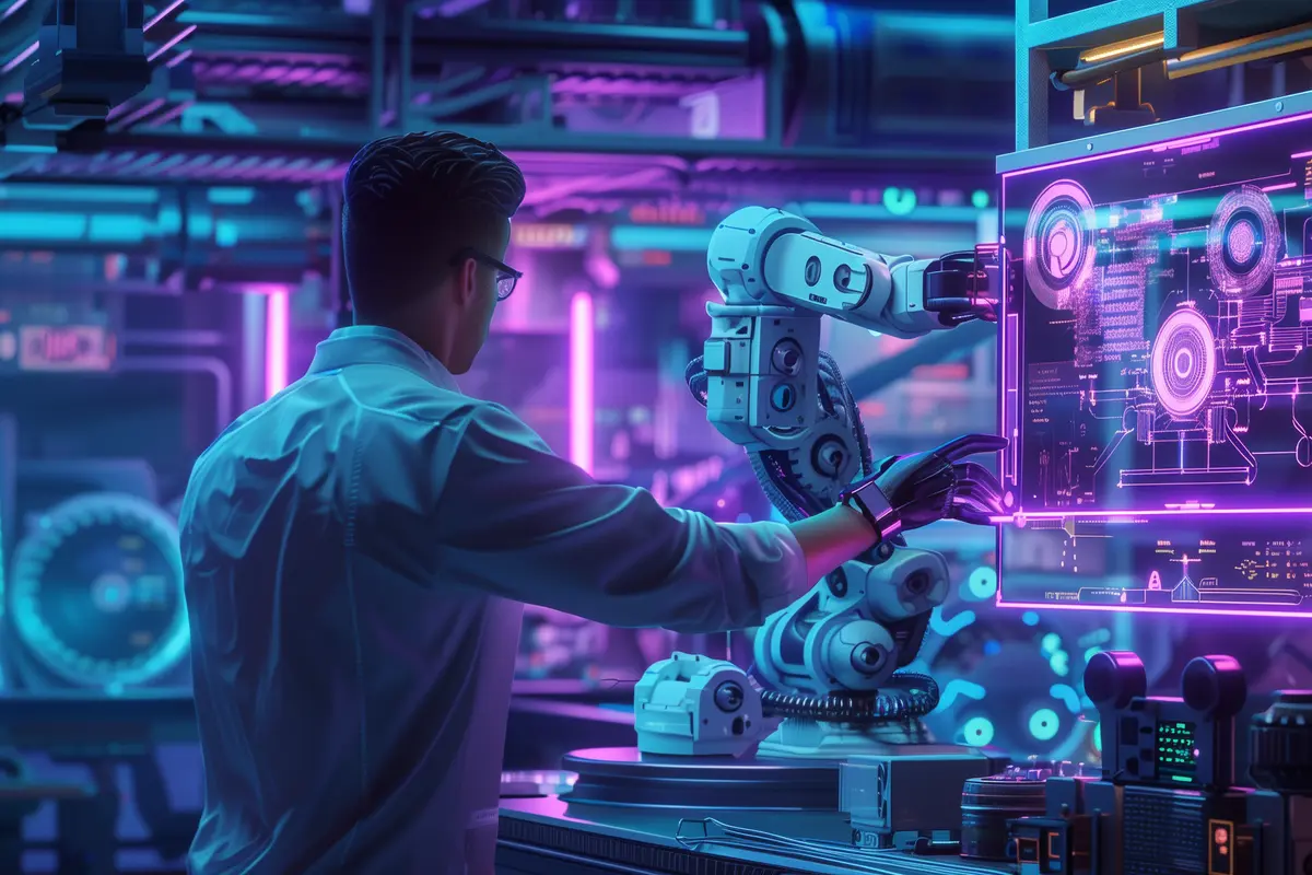 Brazo robótico colaborativo trabajando en una línea de producción industrial